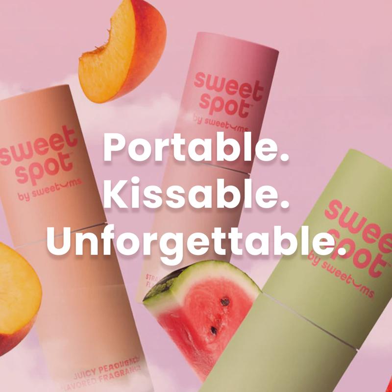 Sweetums Sweet Spot Strawberries & Cream Fragrance Roll-On Perfume Vegan Cruelty-Free Eco-Friendly Beeswax Alternative Clean Ingredients Floral Fruity Scent