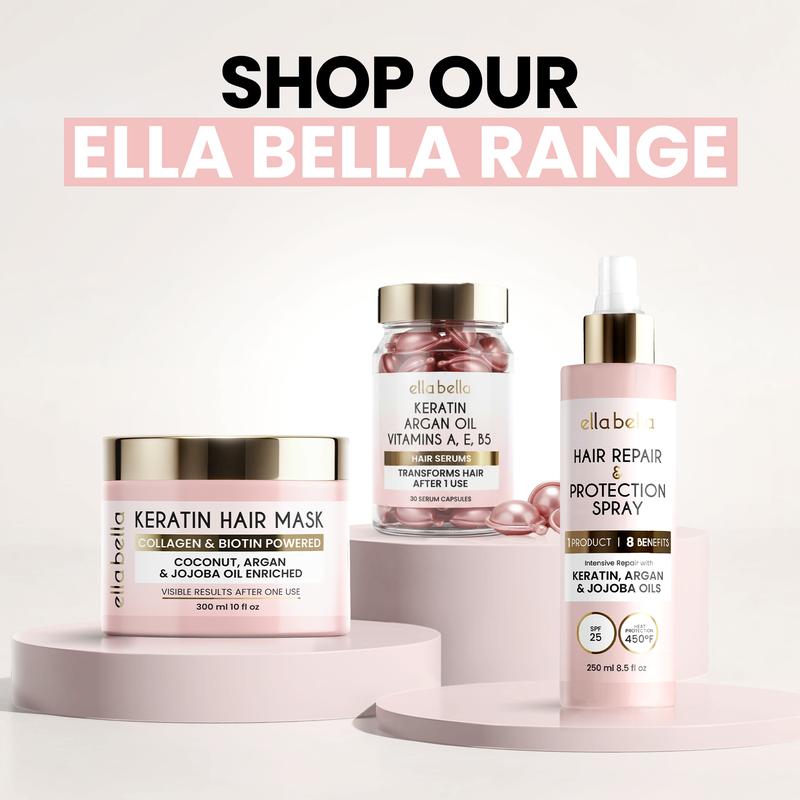 ELLA BELLA Keratin Hair Mask – Deep Conditioning Hair Treatment & Hair Repair Mask for Dry, Damaged, Curly, and Color-Treated Hair – Hydrating Deep Conditioner for Softness, Shine & Growth