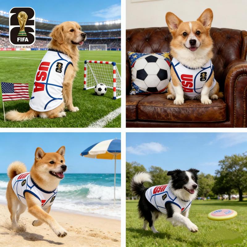 FIFA World Cup Official 2026 Licensed Luxury Pet Clothes Dog Jerseys Cat T-shirt Comfortable Dog Apparel T Shirt Support USA/Mexico/Argentina/Brazil