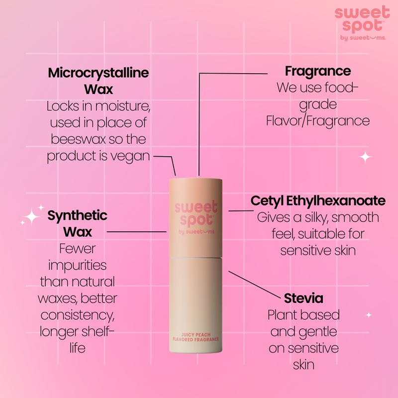 Sweet Spot Juicy Peach Flavored Fragrance - Vegan Cruelty-Free Eco-Friendly Roll-On Balm for Men & Women - Clean Juicy Peach Scent - Hydrating & Lightweight - No Parabens