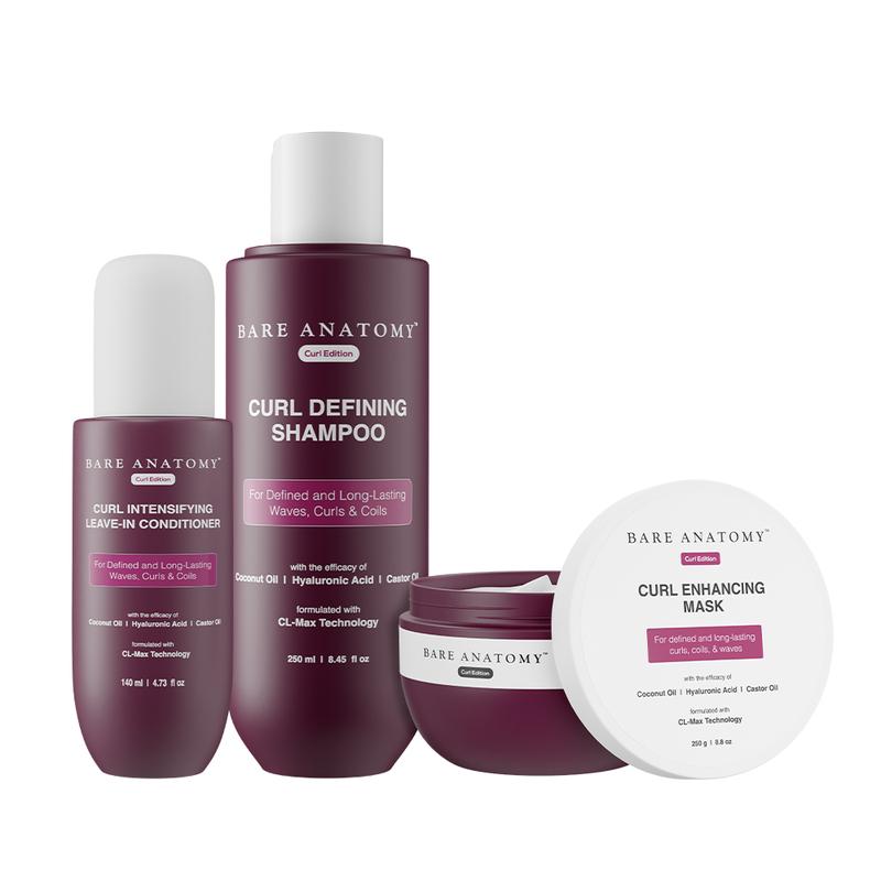 Curl Defining Shampoo (250ml) + Curl Intensifying Leave-In Conditioner (140ml) with Coconut Oil & Hyaluronic Acid+Curl Enhancing Hair Mask (250gm)