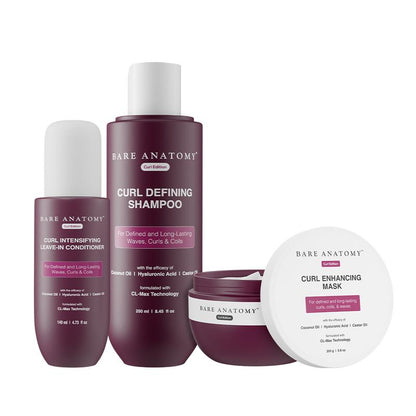 Curl Defining Shampoo (250ml) + Curl Intensifying Leave-In Conditioner (140ml) with Coconut Oil & Hyaluronic Acid+Curl Enhancing Hair Mask (250gm)