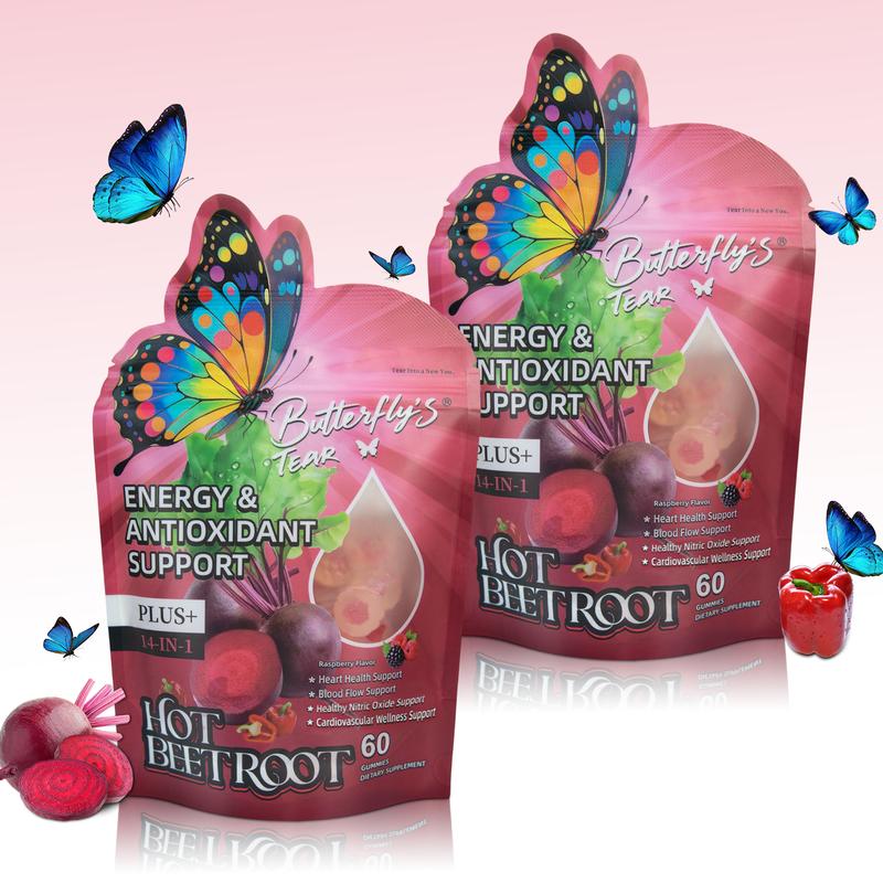 Butterfly Tear Spicy Beetroot Gummies – 14-in-1 Supplement, 60 Count