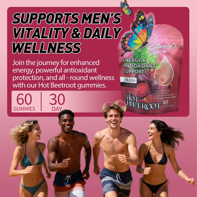 Butterfly Tear Spicy Beetroot Gummies – 14-in-1 Supplement, 60 Count