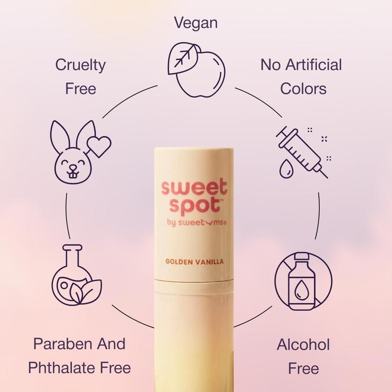 Sweetums Sweet Spot Strawberries & Cream Fragrance Roll-On Perfume Vegan Cruelty-Free Eco-Friendly Beeswax Alternative Clean Ingredients Floral Fruity Scent
