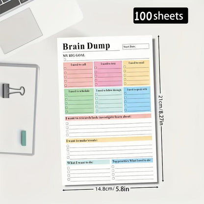 ADHD Brain Dump Planner Notepad, 50 Tear-Off Sheets 8.5 x 6.5\", Multi-Section Daily Organizer for Work & Personal To-Do Lists, Priorities & Schedules, Focus Workbook Perfect Holiday Gift, Research