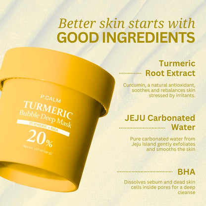 [P.CALM Official] Holy Basil Bubble Deep Mask 13% – Skin Detox Recipe K-Beauty Clay Bubble Mask with Sparkling Holy Basil & PHA, Gently Detoxifies Pores and Removes Blackheads, Korean Wash-Off Pack for Clearer Skin, 90g