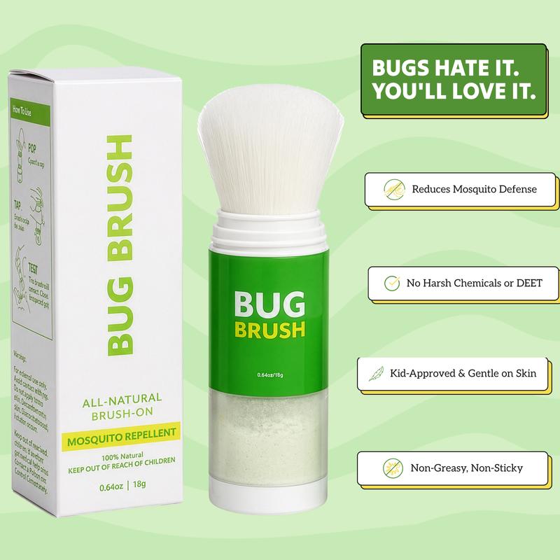 Bug Brush by Sol Brush, DEET-Free Mosquito Repellent Powder, Plant-Based Brush-On