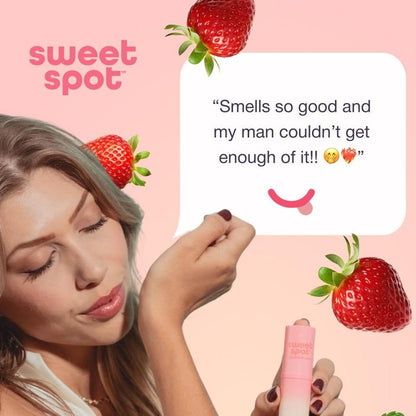 Sweetums Sweet Spot Strawberries & Cream Fragrance Roll-On Perfume Vegan Cruelty-Free Eco-Friendly Beeswax Alternative Clean Ingredients Floral Fruity Scent