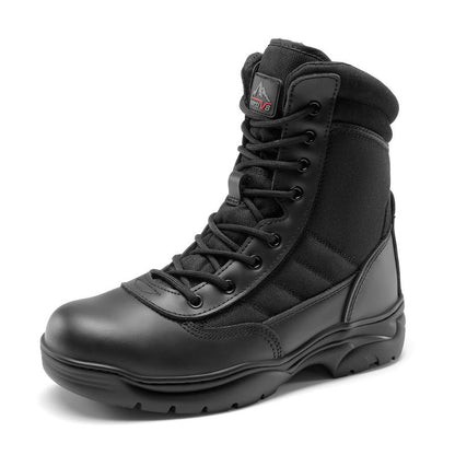 【fathersday】NORTIV 8 TROOPER Men's Military Tactical Boots - Breathable Soft Leather Round Toe Black Boots for Men Work Boots for Men Walking Shoes Boy Footwear Closed Workboots Bota Sand tiktokshopspringglowup,summerwins,father'sdaygifts