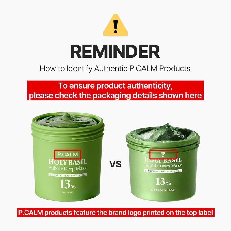 [P.CALM Official] Holy Basil Bubble Deep Mask 13% – Skin Detox Recipe K-Beauty Clay Bubble Mask with Sparkling Holy Basil & PHA, Gently Detoxifies Pores and Removes Blackheads, Korean Wash-Off Pack for Clearer Skin, 90g
