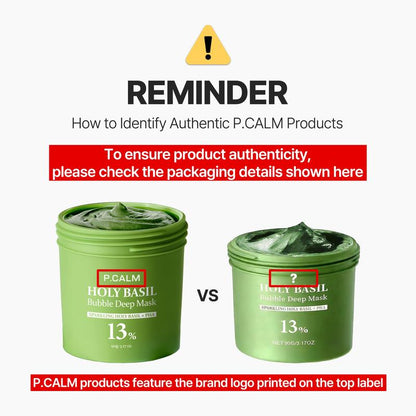[P.CALM Official] Holy Basil Bubble Deep Mask 13% – Skin Detox Recipe K-Beauty Clay Bubble Mask with Sparkling Holy Basil & PHA, Gently Detoxifies Pores and Removes Blackheads, Korean Wash-Off Pack for Clearer Skin, 90g