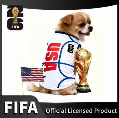 FIFA World Cup Official 2026 Licensed Luxury Pet Clothes Dog Jerseys  Cat T-shirt Comfortable Dog Apparel T Shirt Support USA/Mexico/Argentina/Brazil
