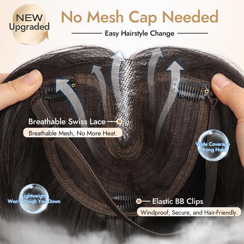 DetoxViva Volume Topper  3D 360° Clip-In Hair Topper for Thinning Hair