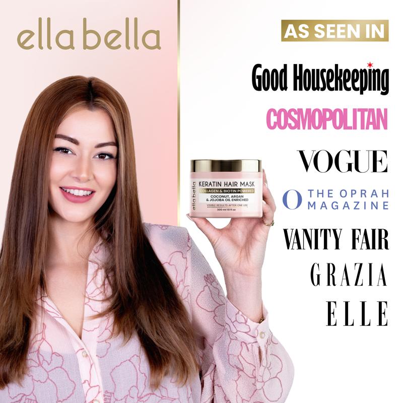 ELLA BELLA Keratin Hair Mask – Deep Conditioning Hair Treatment & Hair Repair Mask for Dry, Damaged, Curly, and Color-Treated Hair – Hydrating Deep Conditioner for Softness, Shine & Growth