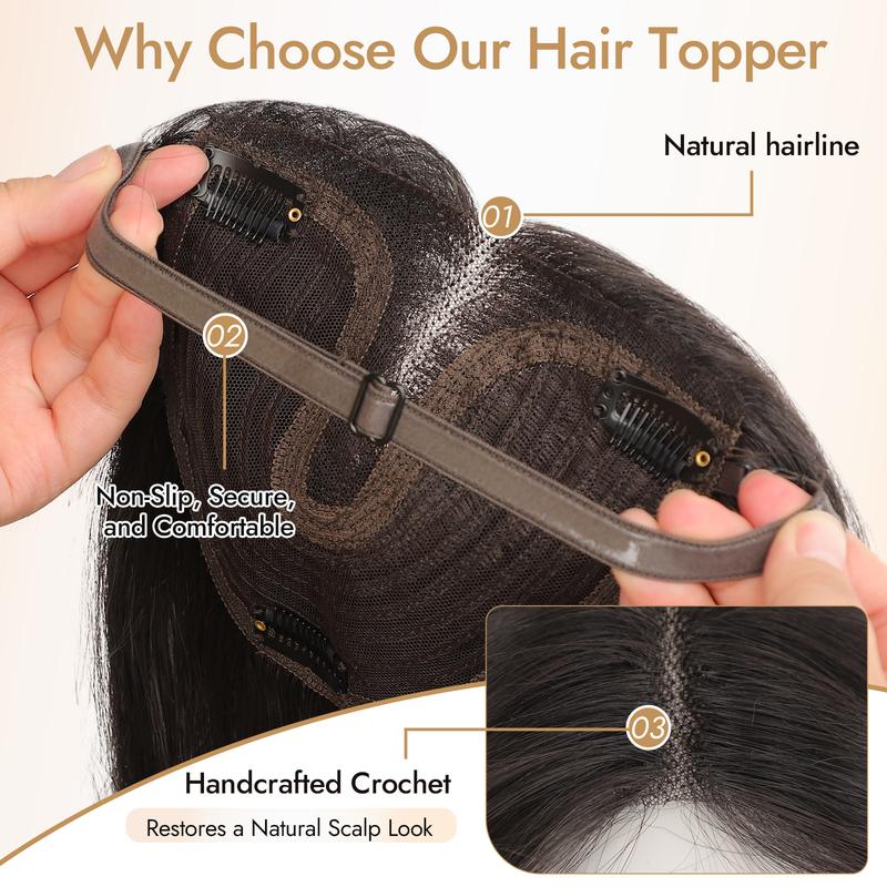 DetoxViva Volume Topper  3D 360° Clip-In Hair Topper for Thinning Hair
