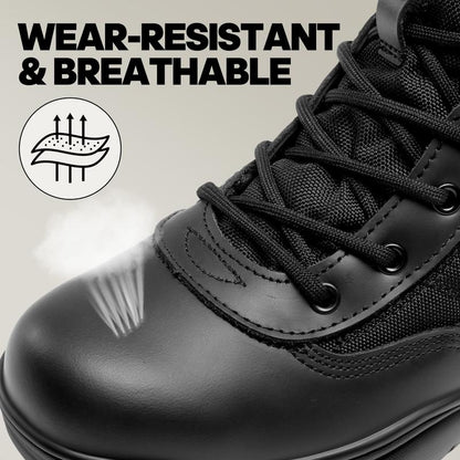【fathersday】NORTIV 8 TROOPER Men's Military Tactical Boots - Breathable Soft Leather Round Toe Black Boots for Men Work Boots for Men Walking Shoes Boy Footwear Closed Workboots Bota Sand tiktokshopspringglowup,summerwins,father'sdaygifts