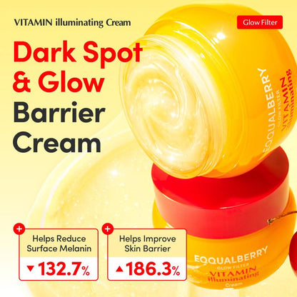 EQQUALBERRY Vitamin Illuminating Duo – Brightening Skincare Ritual with Vitamin C, Niacinamide & TXA | Targets Dark Spots & Uneven Tone | Hydration + Ceramide Barrier Care | Serum 30ml + Cream 50ml