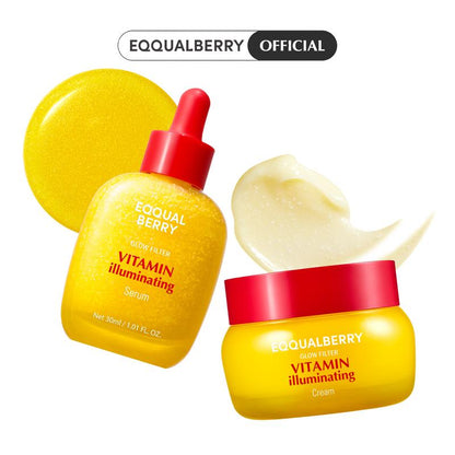 EQQUALBERRY Vitamin Illuminating Duo – Brightening Skincare Ritual with Vitamin C, Niacinamide & TXA | Targets Dark Spots & Uneven Tone | Hydration + Ceramide Barrier Care | Serum 30ml + Cream 50ml