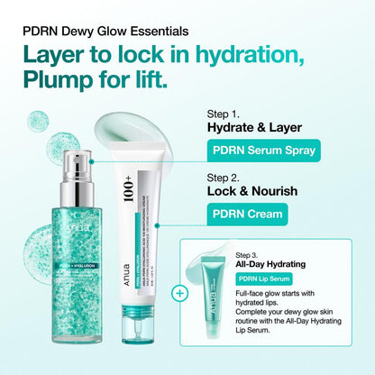 [Anua] PDRN Dewy Glow Essential Duo & Trio Set  | For Plumper and Youthful-Looking Skin, Collagen Care | PDRN Cream, PDRN Collagen Facial Serum Spray, Lip Balm for Lifting & Firming Skin Care, Rejuvenating skin, Korean Skincare