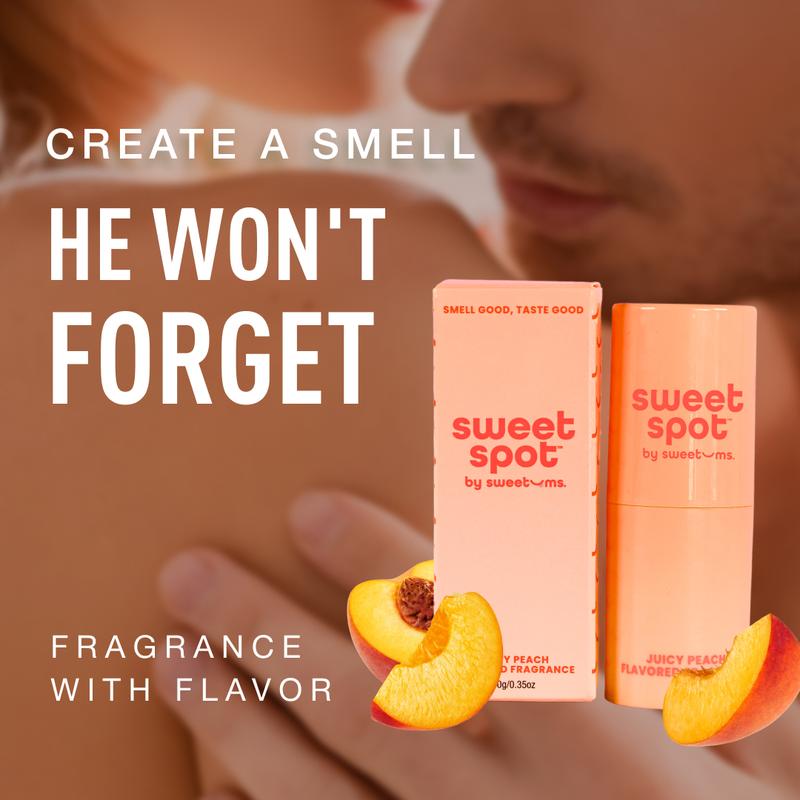 Sweet Spot Juicy Peach Flavored Fragrance - Vegan Cruelty-Free Eco-Friendly Roll-On Balm for Men & Women - Clean Juicy Peach Scent - Hydrating & Lightweight - No Parabens