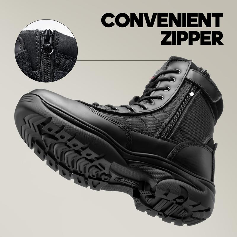 【fathersday】NORTIV 8 TROOPER Men's Military Tactical Boots - Breathable Soft Leather Round Toe Black Boots for Men Work Boots for Men Walking Shoes Boy Footwear Closed Workboots Bota Sand tiktokshopspringglowup,summerwins,father'sdaygifts