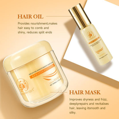 Aomimegel Collagen Hair Treatment Deep Repair Moisturizing Hair Mask, rich in collagen and glycerin set, suitable for all dry and damaged hair types, capacity 500ml + 60ml