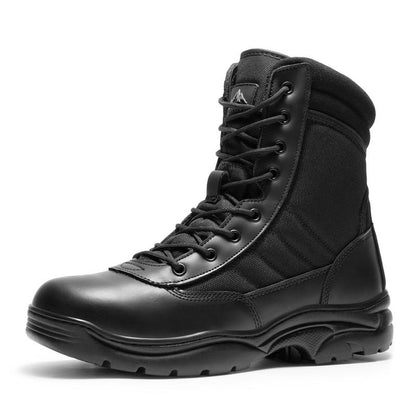 【fathersday】NORTIV 8 TROOPER Men's Military Tactical Boots - Breathable Soft Leather Round Toe Black Boots for Men Work Boots for Men Walking Shoes Boy Footwear Closed Workboots Bota Sand tiktokshopspringglowup,summerwins,father'sdaygifts