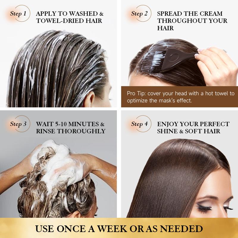Aomimegel Collagen Hair Treatment Deep Repair Moisturizing Hair Mask, rich in collagen and glycerin set, suitable for all dry and damaged hair types, capacity 500ml + 60ml